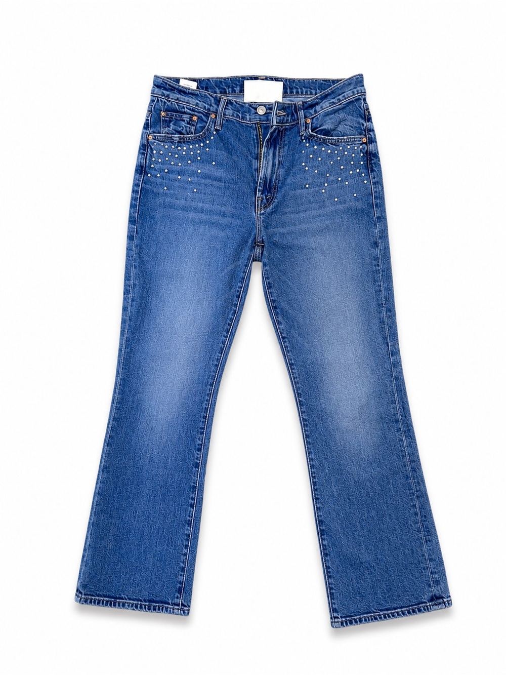 MOTHER - insider Flood jeans -high Rise Light Blue Studded Jeans - Picture 2 of 6